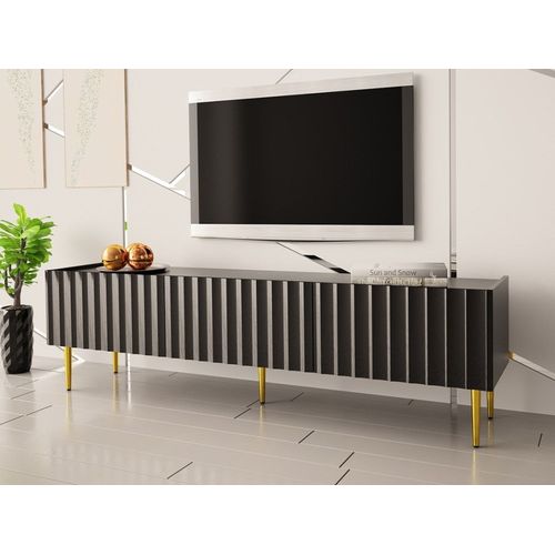 Meuble Tv Style Contemporain 180 Cm Noir / Doré