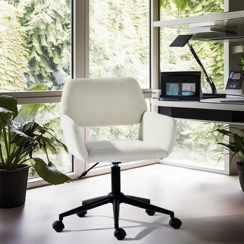 Chaise De Bureau Enfant Scandinave Tissu Beige Pivotante