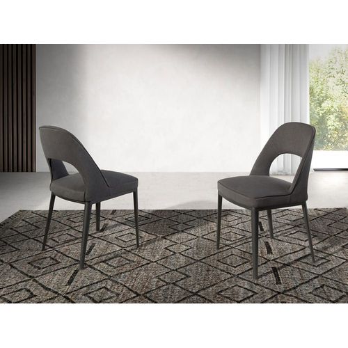 Chaise En Tissu Noir Avec Pieds En Acier