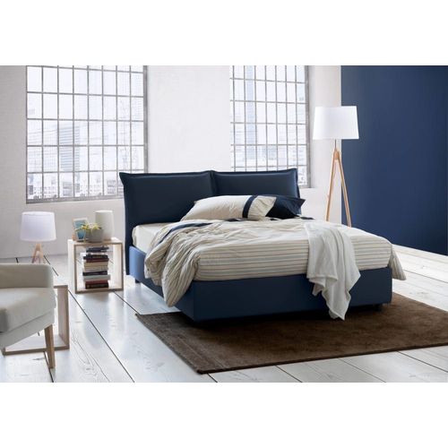 Lit Double En Tissu Bleu 160x190 Cm