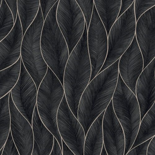 papier peint mur feuillage anthracite 1005x52cm