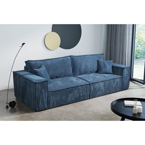 Canapé Convertible 4 Places Stratifiés Bleu