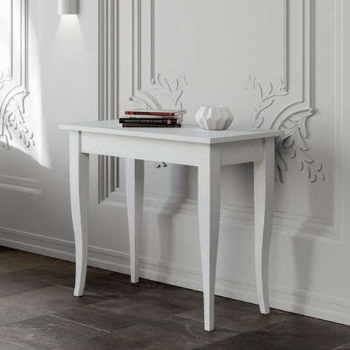 Console Extensible 90x48/308 Cm Effet Bois Frêne Blanc