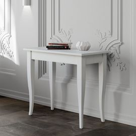 Console Extensible 90x48/308 Cm Effet Bois Frêne Blanc