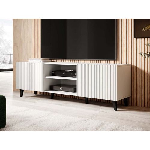 Meuble Tv Style Contemporain 150 Cm Noir Ou Blanc