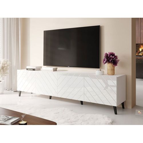 Meuble Tv Style Contemporain 200 Cm Blanc