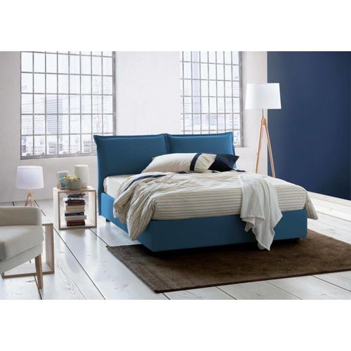Lit Double En Tissu Bleu 160x190 Cm