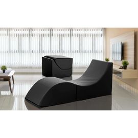 Lit Pliant En Similcuir Noir 130x50 Cm