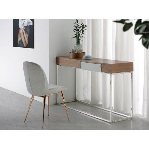 Console D'accueil Effet Bois Noyer Et Acier