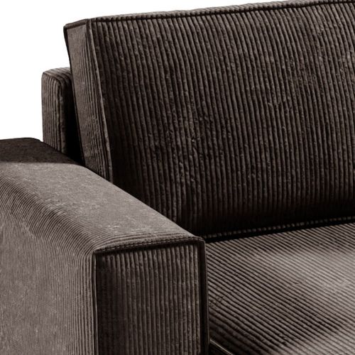 Canapé Panoramique 5 Places Convertible Coffre Stratifiés Marron