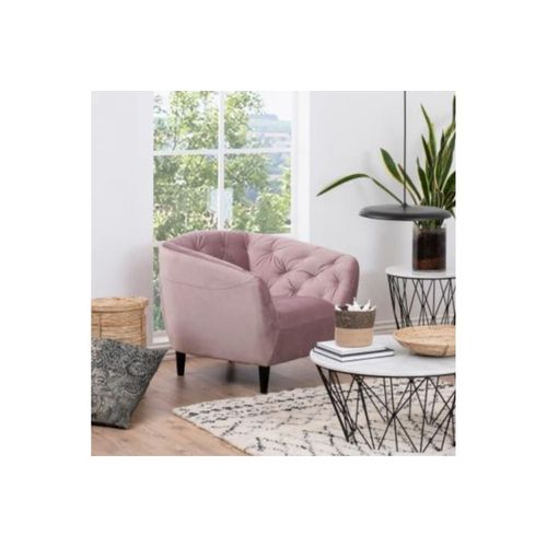 Fauteuil En Velours Capitonné Rose