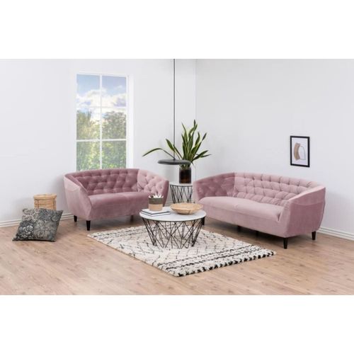 Canapé Droit 3 Places En Velours Rose