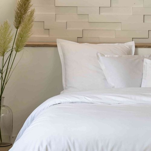 Parure De Lit Percale De Coton Unie Blanc 260x240 Cm