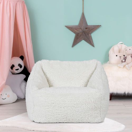 Pouf Fauteuil Enfant Polaire Sherpa Beige