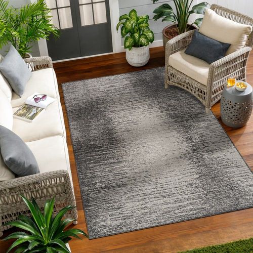Tapis D'extérieur/Intérieur Noir/Ivoire 120x170