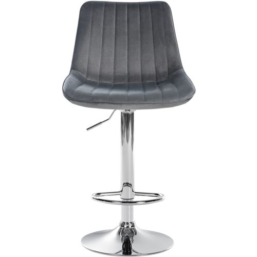 Tabouret De Bar Velours Ajustable Pivotant Velours Gris Foncé