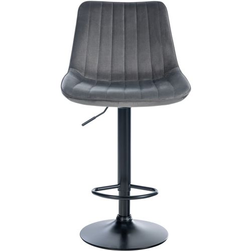 Tabouret De Bar Velours Ajustable Pivotant Velours Gris Foncé