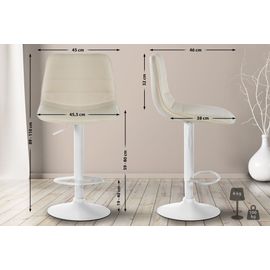 Tabouret De Bar Ajustable Pivotant En Similicuir (Pvc) Crème
