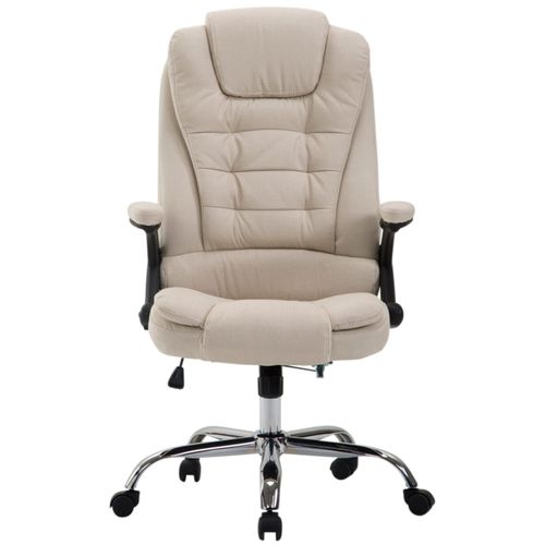 Chaise De Bureau Réglable Pivotante En Tissu Crème