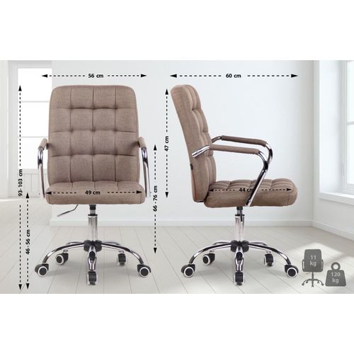Chaise De Bureau Réglable Pivotante En Tissu Taupe