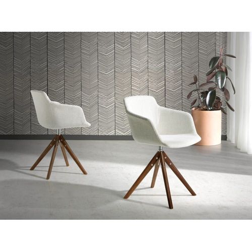 Chaise Pivotante En Tissu Et Effet Bois Noyer