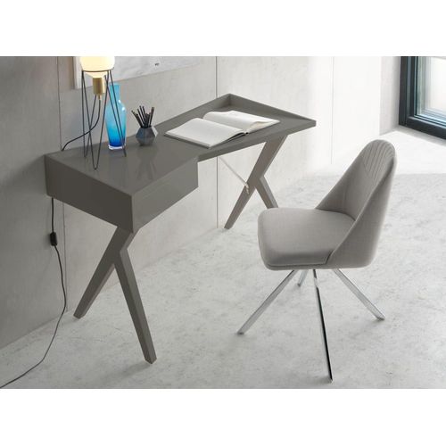 Chaise Pivotante En Tissu Gris Et Acier