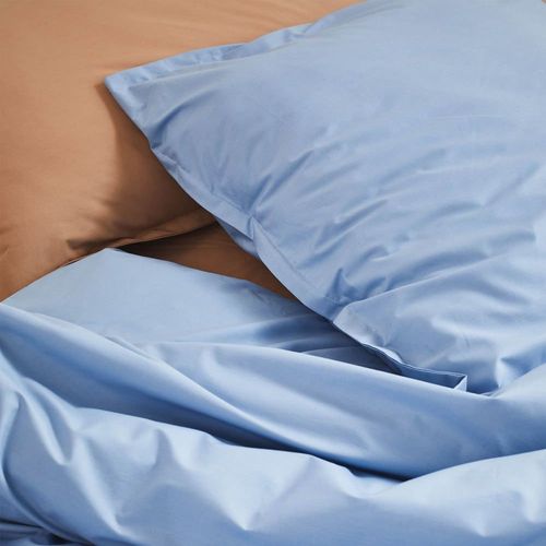 Drap Housse En Percale De Coton Bleu 160x200