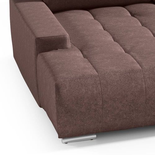 Canapé Panoramique 5 Places Convertible Coffre Stratifiés Marron