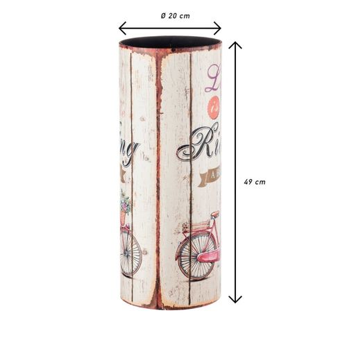 Porte parapluie rond en toile bois de bicyclette beige