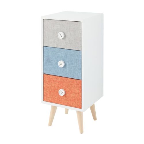 Table De Chevet Avec 3 Tiroirs À Boutons Blanche