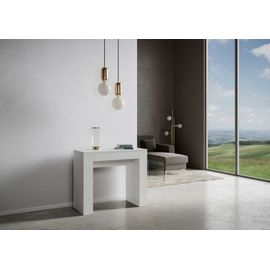 Console Extensible 90x42/302 Cm Effet Bois Frêne Blanc