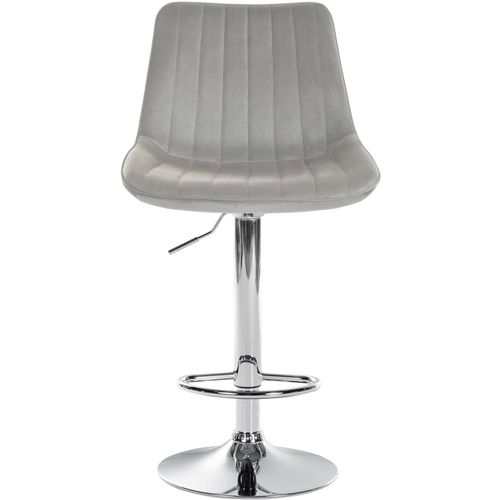 Tabouret De Bar Velours Ajustable Pivotant Velours Gris