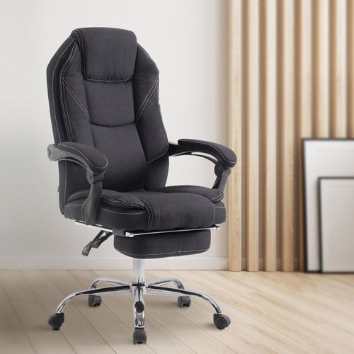 Chaise De Bureau Réglable Pivotante En Tissu Noir