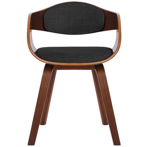 Chaise Avec Dossier Ajouré Et Accoudoirs En Tissu Noyer / Gris Foncé