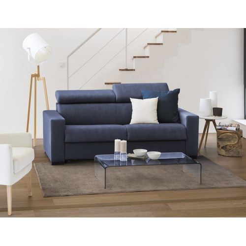 Canapé Lit 2 Places En Tissu Bleu 180x95 Cm