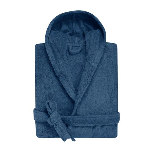 Peignoir À Capuche Enfant En Coton Bio Taille 10 Ans Bleu Indigo