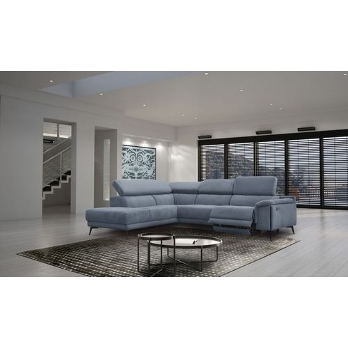 Canapé D'angle Gauche 5 Places Avec Un Relax Électrique, Tissu Blue