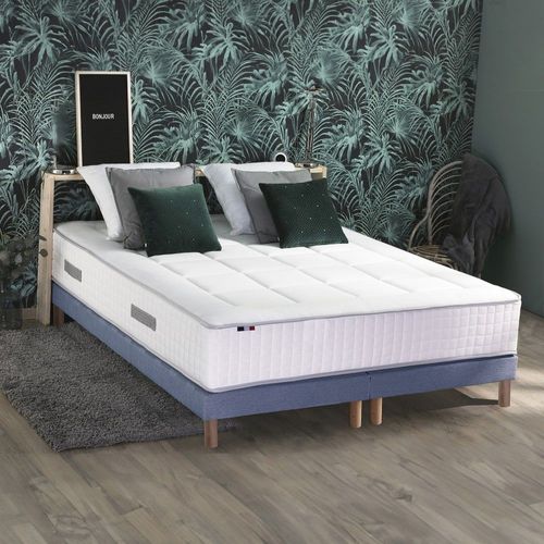 Ensemble matelas ressort 7 zones + mémoire de forme sommier 2x90x200