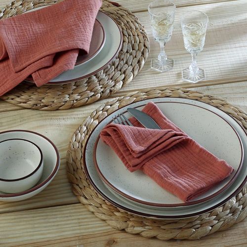 Serviette De Table (X4) Gaze De Coton Rouge Toscane 40x40
