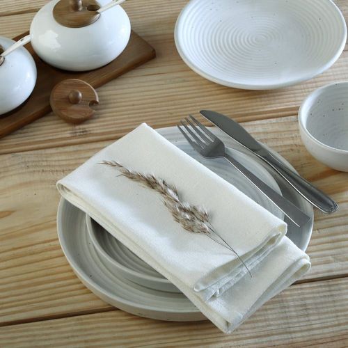 Serviette De Table (X4) Toile De Coton Blanc 45x45