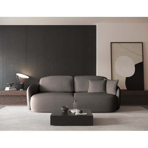 Canapé Convertible 3 Places En Tissu Chenille Brun Clair