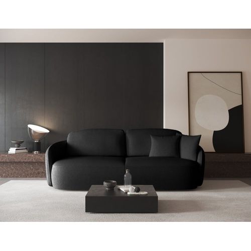 Canapé Convertible 3 Places En Tissu Chenille Noir