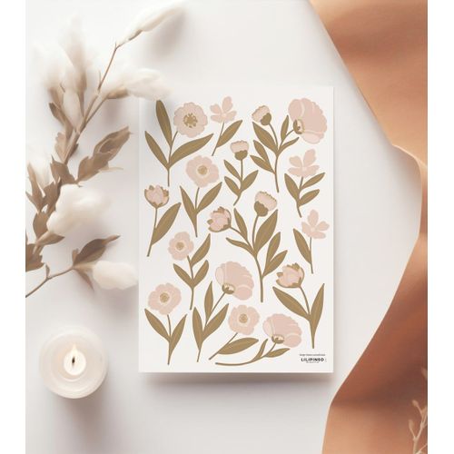 Stickers fleurs sur tiges en vinyle mat 29,7 x 42 cm