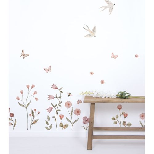 Stickers fleurs champêtre en vinyle mat, 64x90 cm