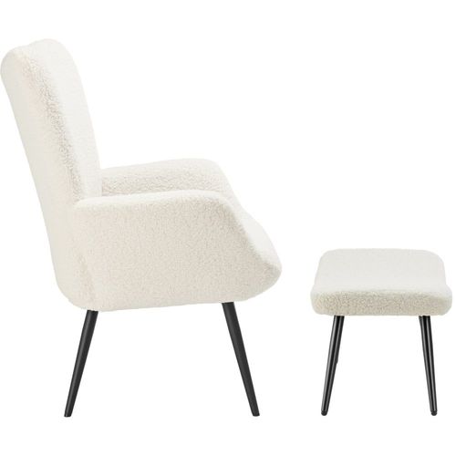 Fauteuil Rembourré Ergonomique Avec Tabouret Max 150 Kg Crème/Noir