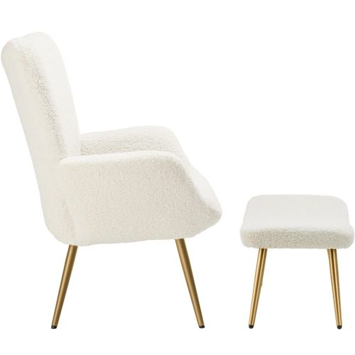 Fauteuil Rembourré Ergonomique Avec Tabouret Max 150 Kg Crème/Or