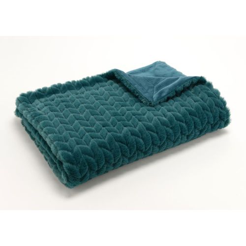 Plaid Chevron 130x170 Émeraude Vert En Polyester