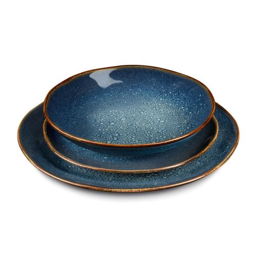 Assiette Dessert En Grès Bleu