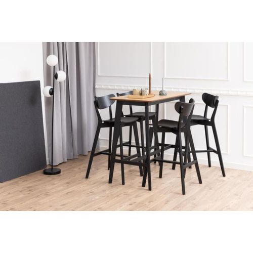 Table De Bar Scandinave En Bois Et Métal Noir 4 Places L120