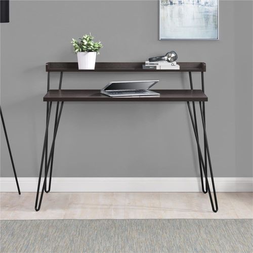 Bureau Avec 1 Étagère En Effet Bois Expresso